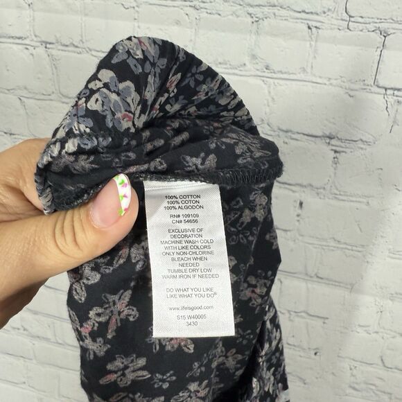 Life is Good Shorts Women Medium Cotton Pajama Floral Love Cottage Fairy - Picture 5 of 9